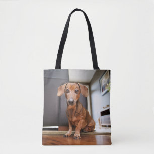 Cutest Baby Animals Mini Dachshund Puppy Tote Bag