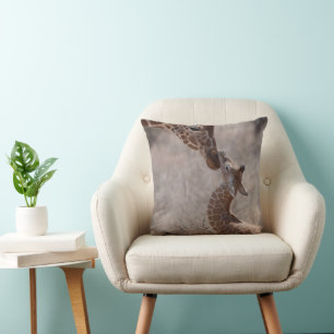 Cutest Baby Animals Mother and Baby Giraffe Cushion