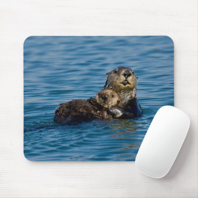 Cutest Baby Animals | Mother & Baby Sea Otter Mouse Mat (With Mouse)
