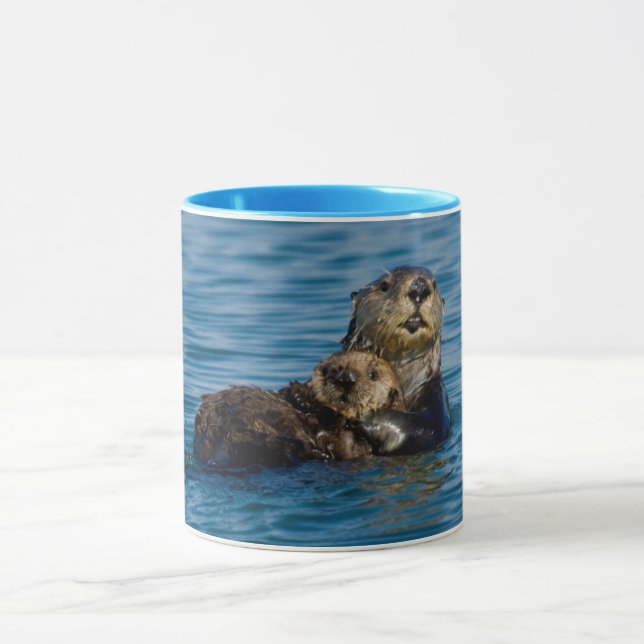 Cutest Baby Animals | Mother & Baby Sea Otter Mug (Center)