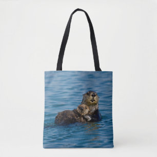 Cutest Baby Animals   Mother & Baby Sea Otter Tote Bag
