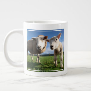 Cutest Baby Animals   Newborn Lamb & Mama Large Coffee Mug
