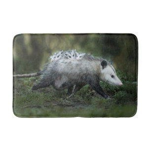 Cutest Baby Animals   Opossum Mum & Kids Bath Mat