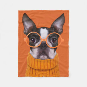 Cutest Baby Animals   Orange Boston Terrier Fleece Blanket
