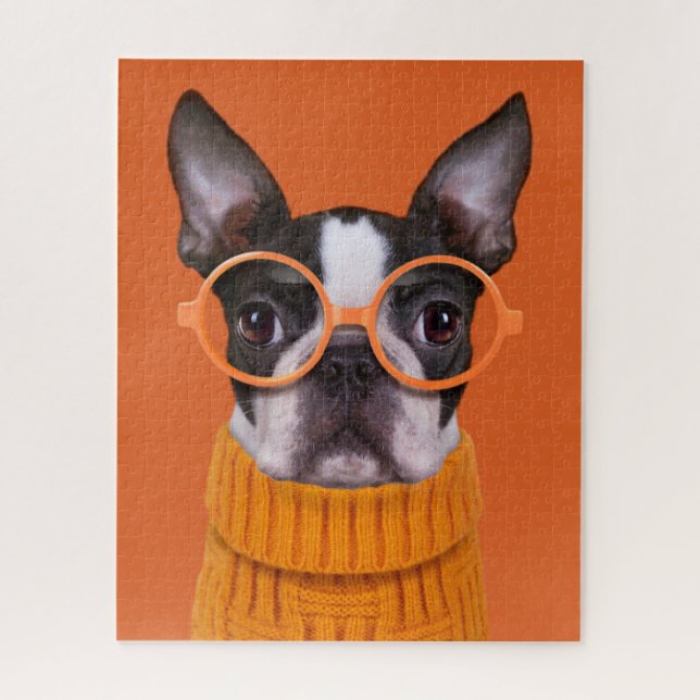Cutest Baby Animals | Orange Boston Terrier Jigsaw Puzzle (Vertical)