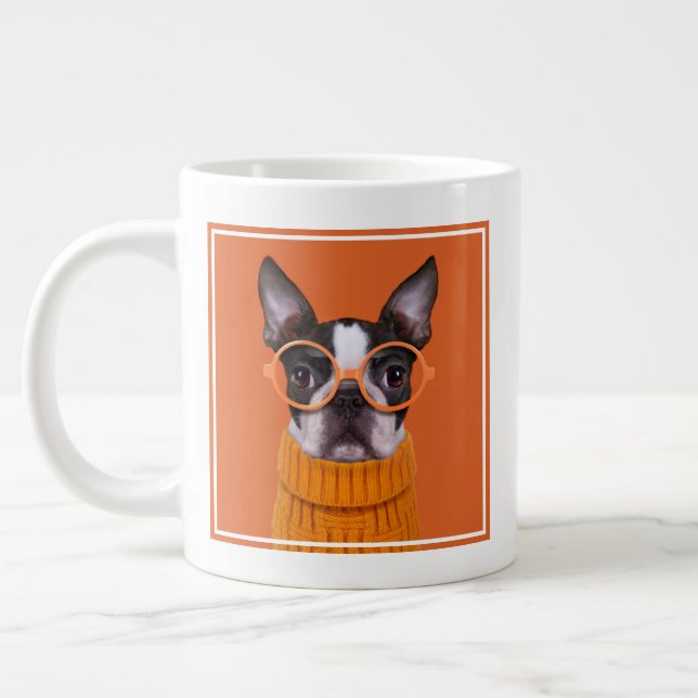 Cutest Baby Animals | Orange Boston Terrier Large Coffee Mug (Left)