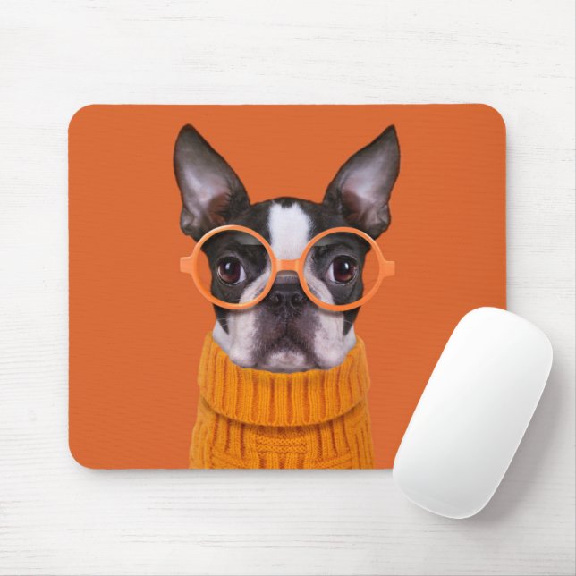 Cutest Baby Animals | Orange Boston Terrier Mouse Mat (With Mouse)