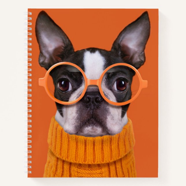 Cutest Baby Animals | Orange Boston Terrier Notebook (Front)