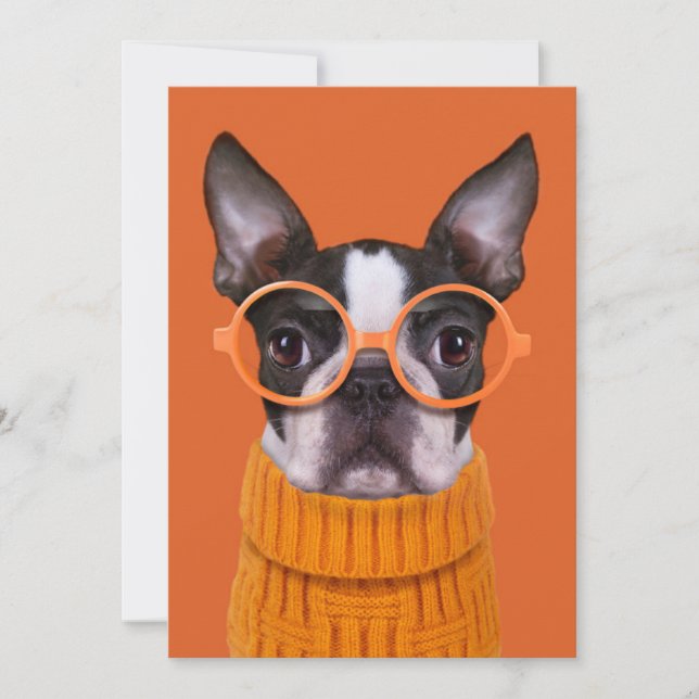 Cutest Baby Animals | Orange Boston Terrier Thank You Card (Front)