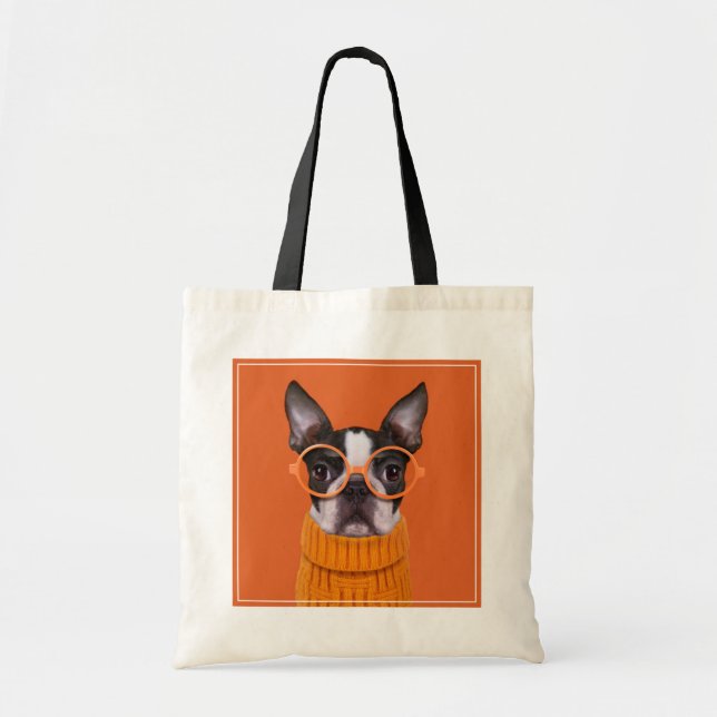 Cutest Baby Animals | Orange Boston Terrier Tote Bag (Front)