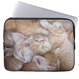 Cutest Baby Animals   Orange Kitten Pile Laptop Sleeve