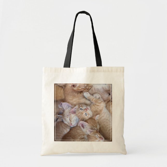 Cutest Baby Animals | Orange Kitten Pile Tote Bag (Front)