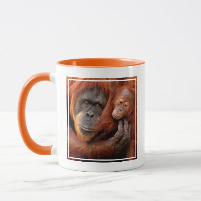 Cutest Baby Animals | Orangutan Mum & Baby Mug (Left)