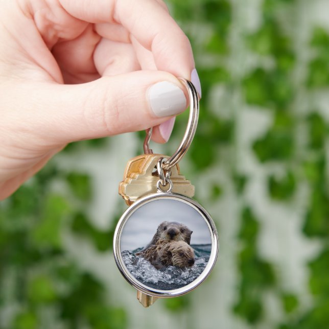 Cutest Baby Animals | Otter Baby & Mother Key Ring (Hand)