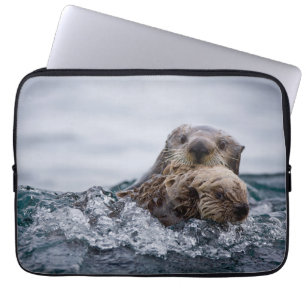 Cutest Baby Animals   Otter Baby & Mother Laptop Sleeve