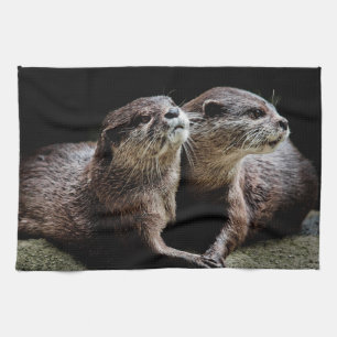 Cutest Baby Animals   Otters Holding Hands Tea Towel