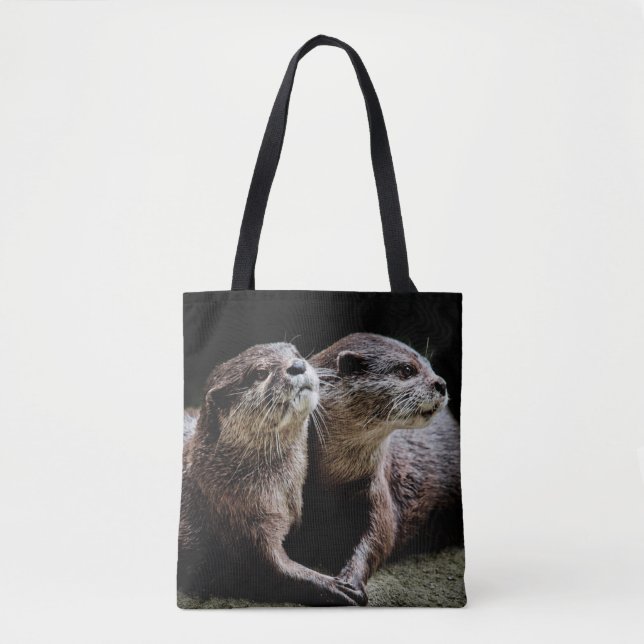 Cutest Baby Animals | Otters Holding Hands Tote Bag (Front)