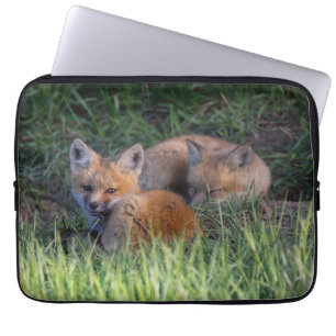 Cutest Baby Animals Pair of Red Fox Kit Siblings Laptop Sleeve