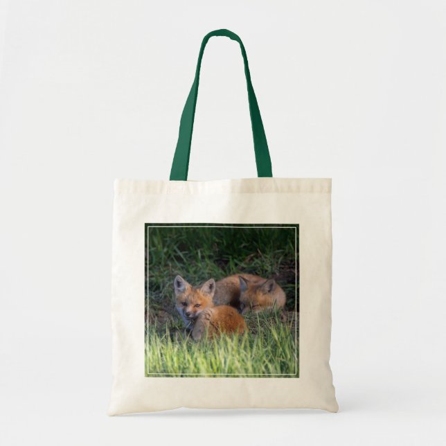 Cutest Baby Animals | Pair of Red Fox Kit Siblings Tote Bag (Front)