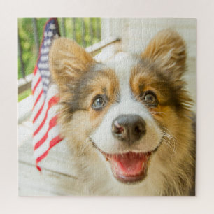Cutest Baby Animals Patriotic Corgi Puppy Jigsaw Puzzle