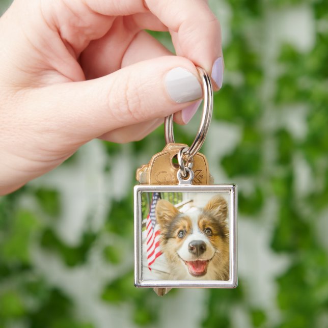 Cutest Baby Animals | Patriotic Corgi Puppy Key Ring (Hand)