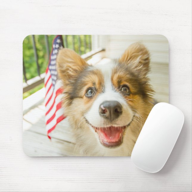Cutest Baby Animals | Patriotic Corgi Puppy Mouse Mat (With Mouse)
