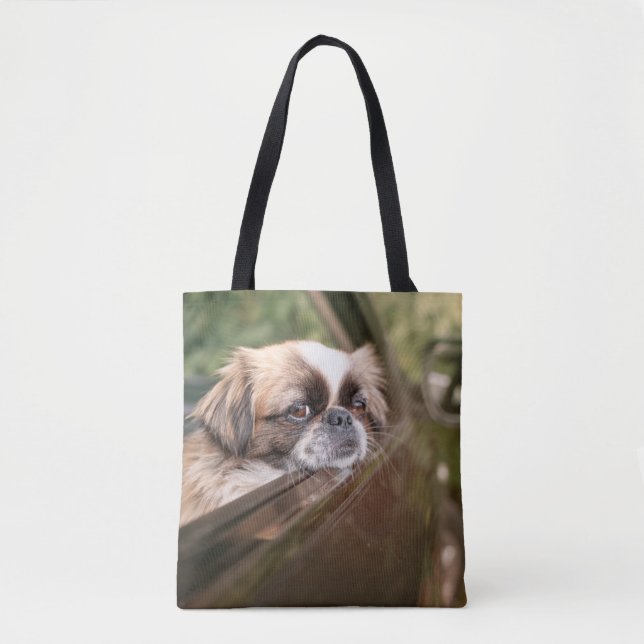 Cutest Baby Animals | Pekingese Puppy in Car Tote Bag (Front)