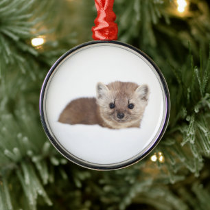 Cutest Baby Animals Pine Marten Metal Tree Decoration