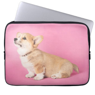 Cutest Baby Animals   Pink Corgi Puppy Laptop Sleeve