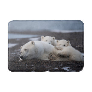 Cutest Baby Animals   Polar Bear Family Alaska Bath Mat