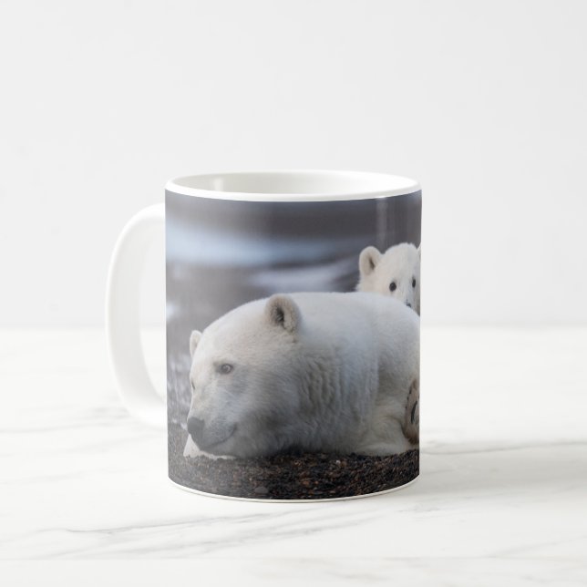 Cutest Baby Animals | Polar Bear Family Alaska Coffee Mug (Front Left)