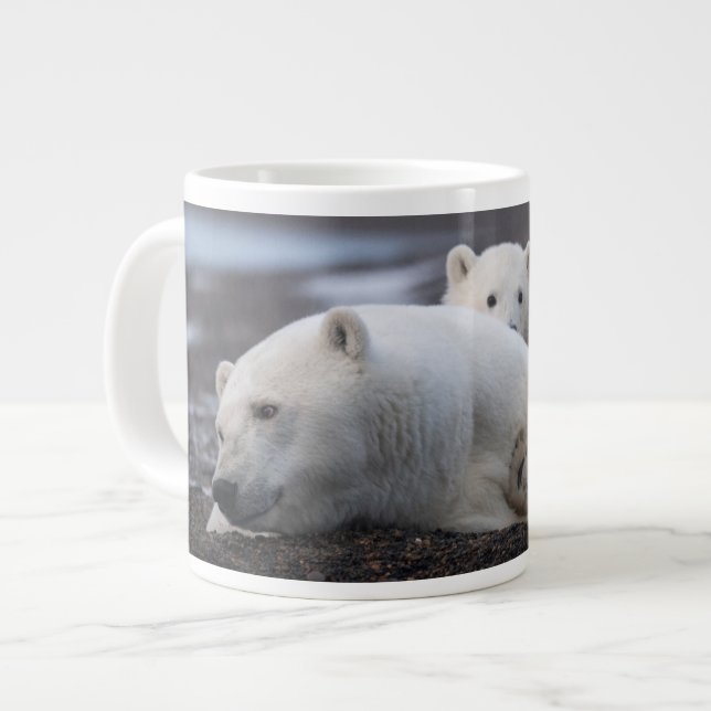 Cutest Baby Animals | Polar Bear Family Alaska Large Coffee Mug (Front Left)