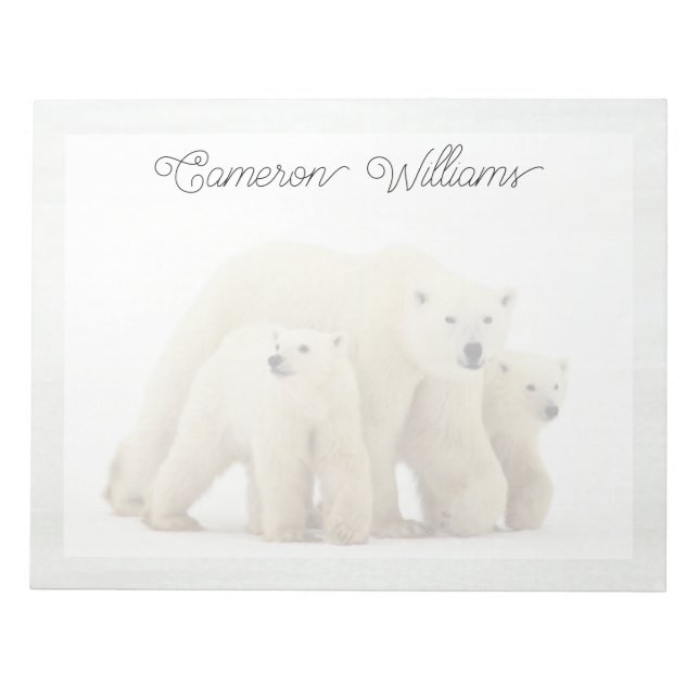 Cutest Baby Animals | Polar Bear Family Notepad (Front)