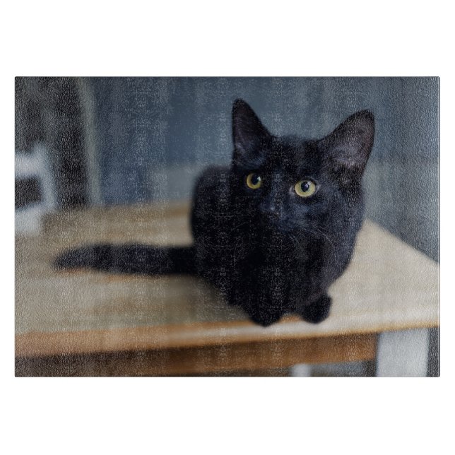 Cutest Baby Animals | Portrait of a Black Cat Cutting Board (Front)