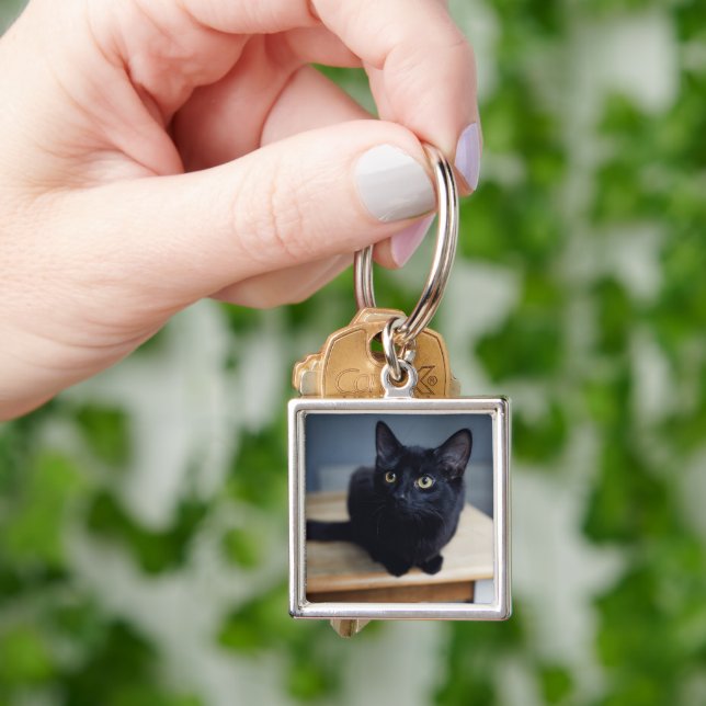 Cutest Baby Animals | Portrait of a Black Cat Key Ring (Hand)