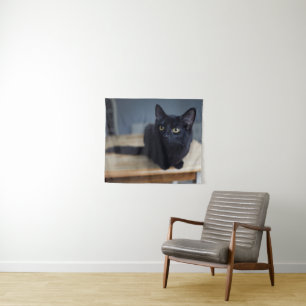 Cutest Baby Animals   Portrait of a Black Cat Tapestry