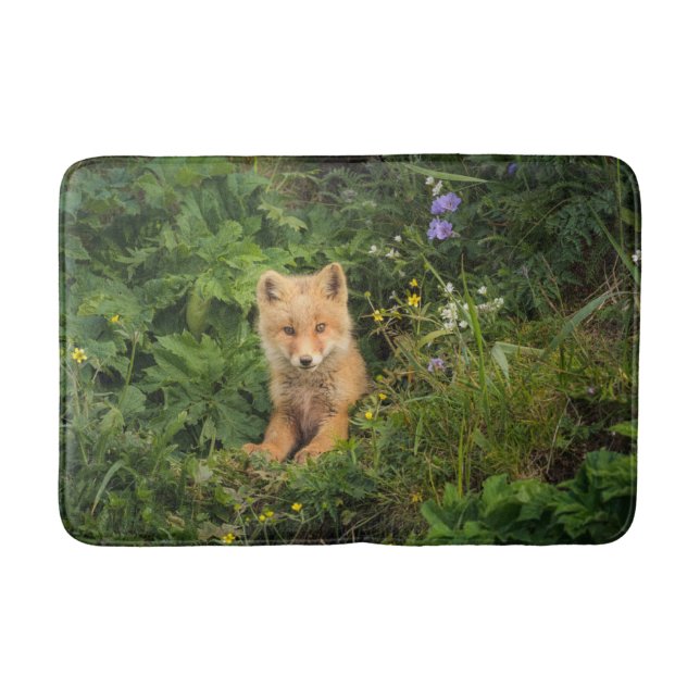 Cutest Baby Animals | Red Fox at Umnak Alaska Bath Mat (Front)