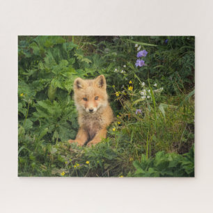 Cutest Baby Animals Red Fox at Umnak Alaska Jigsaw Puzzle