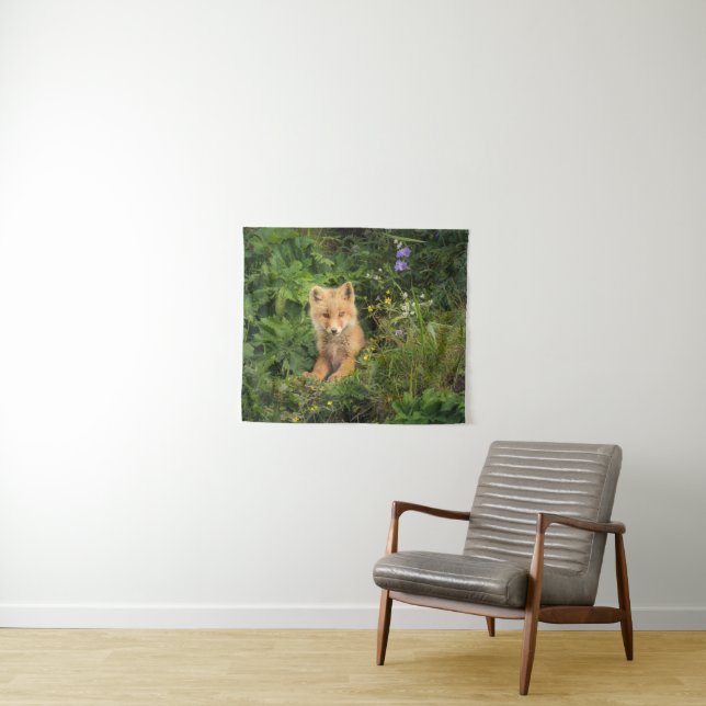 Cutest Baby Animals | Red Fox at Umnak Alaska Tapestry (In Situ (Horizontal))