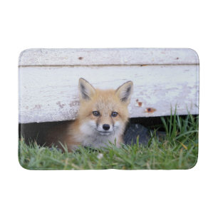 Cutest Baby Animals Red Fox Kit Peeking Bath Mat