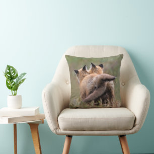 Cutest Baby Animals   Red Fox Kits Locking Tails Cushion