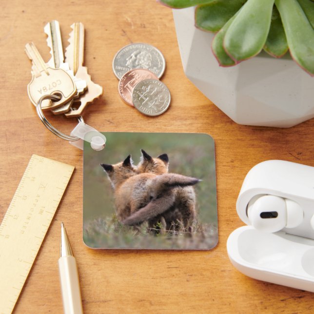 Cutest Baby Animals | Red Fox Kits Locking Tails Key Ring (Desk)