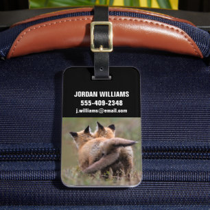 Cutest Baby Animals   Red Fox Kits Locking Tails Luggage Tag