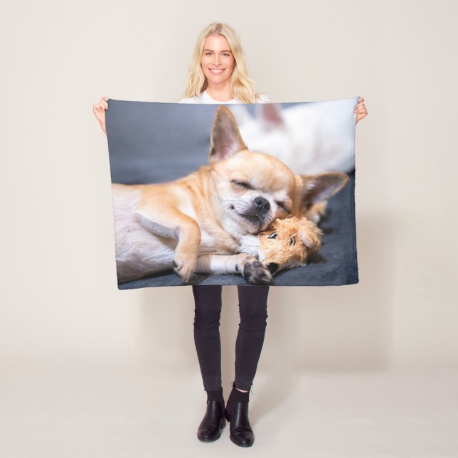 Cutest Baby Animals | Red-haired Chihuahua Dog Fleece Blanket (In Situ)