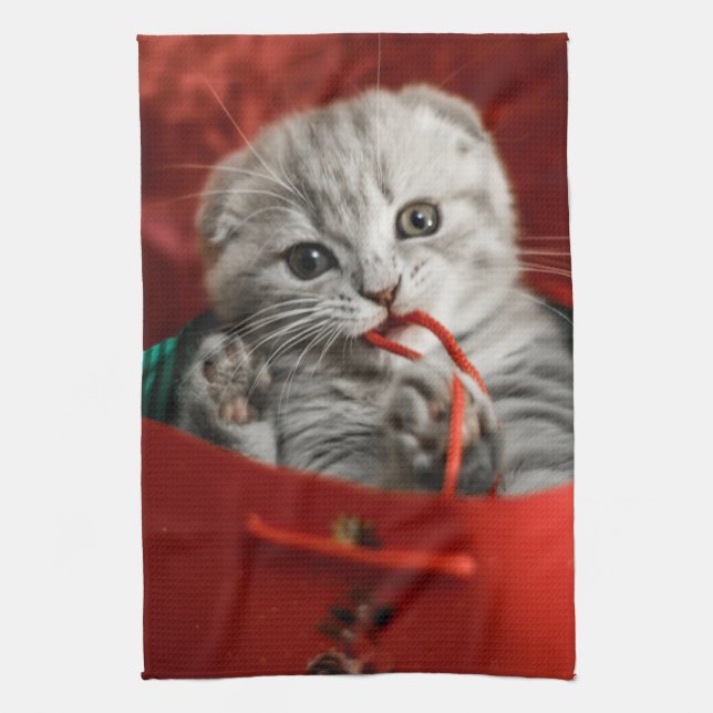 Cutest Baby Animals | Scottish Fold Kitten Tea Towel (Vertical)