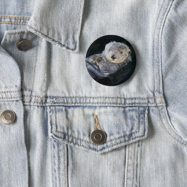 Cutest Baby Animals | Sea Otter Floating 6 Cm Round Badge (In Situ)
