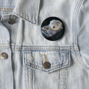 Cutest Baby Animals   Sea Otter Floating 6 Cm Round Badge