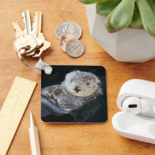 Cutest Baby Animals Sea Otter Floating Key Ring