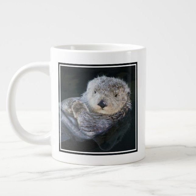 Cutest Baby Animals | Sea Otter Floating Large Coffee Mug (Left)