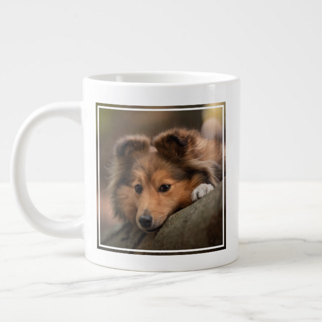Cutest Baby Animals | Shetland Sheepdog Puppy Large Coffee Mug (Left)